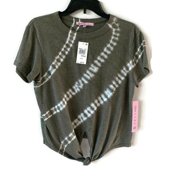 Crave Fame Juniors Tie-Dye Top Tie Hem Olive Green Size Medium - Picture 2 of 7